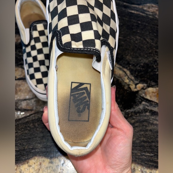 Vans Men 4, Women 5.5  Checkered SHOES Black white Slip-On sneakers retro canvas - Picture 4 of 12